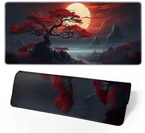 KEHIPI Darkness Red Moon Desk Mat Japanese Mouse Pad, Large Japanese Desk Mat, XL Anime Gaming Keyboard Mat, Non-Slip Rubber Base, Big Extended Desk Protector for Home Office, 31.5x11.8 KEHIPI Darkness Red Moon Desk Mat Japanese Mouse Pad, Large Japanese Desk Mat, XL Anime Gaming Keyboard Mat, Non-Slip Rubber Base, Big Extended Desk Protector for Home Office, 31.5x11.8