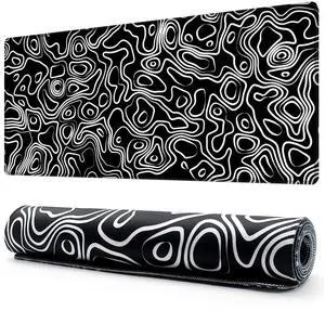 KEHIPI Extended Mouse Pad with Stitched Edges Extra Large Gaming Mousepads with Non-slip Rubber Base and Micro-Weave Cloth Desk Mat for Gamer Office Home(35.4x15.7 inch, Topographic Map Black) KEHIPI Extended Mouse Pad with Stitched Edges Extra Large Gaming Mousepads with Non-slip Rubber Base and Micro-Weave Cloth Desk Mat for Gamer Office Home(35.4x15.7 inch, Topographic Map Black)