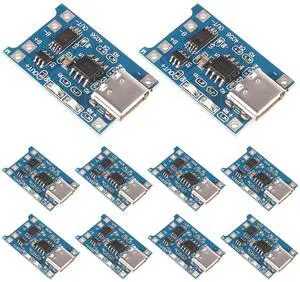 KEHIPI 10pcs TP4056 Type-c USB 5V 1A 18650 Lithium Battery Charger Module Charging Board with Dual Protection Functions (10pcs TP4056 Type-c USB) KEHIPI 10pcs TP4056 Type-c USB 5V 1A 18650 Lithium Battery Charger Module Charging Board with Dual Protection Functions (10pcs TP4056 Type-c USB)