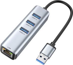 KEHIPI  USB 3.0 to Ethernet Adapter,ABLEWE 3-Port USB 3.0 Hub with RJ45 10/100/1000 Gigabit Ethernet Adapter Support Windows 10,8.1,Mac OS, Surface Pro,Linux,Chromebook and More