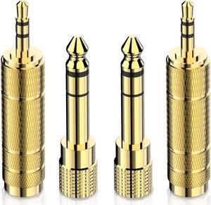 KEHIPI Headphone Adapter 6.35mm (1/4 Inch) Male to 3.5mm (1/8 Inch) Female and 3.5 mm Male Plug to 6.35 mm Female Jack, Audio Stereo TRS Converter Adapter (4 -Pack Gold Plated)