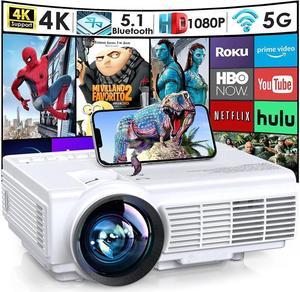 KEHIPI Projector with WiFi and Bluetooth, 5G WiFi Native 1080P 9500L Outdoor Projector 4K Support, Mini Portable Movie Projector with Screen, for HDMI, VGA, USB, Laptop, iOS & Android Phone