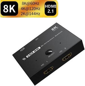 GANA HDMI 2.1 Switch, 8K HDMI Switcher Splitter Bi-Directional 2 in 1 Out,  4K@120Hz,8K@60Hz, 48Gbps Aluminum Ultra HD HDMI Hub Compatible with