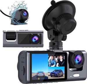 KEHIPI 3 Channel Dash Cam Front and Rear Inside, 1080P Dash Camera for Cars, Dashcam Three Way Triple Car Camera with IR Night Vision, Loop Recording, G-Sensor, Parking Monitor, 24 Hours Recording