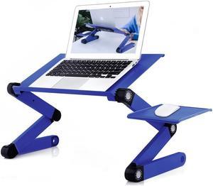 KEHIPI Laptop Stands Adjustable Lap Desks Portable Laptop Bed Table with Cooling Fans & Mouse Pad for Couch, Bed, Sofa Blue