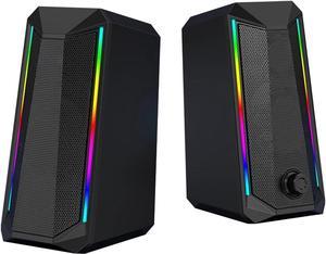KEHIPI Computer Speakers, RGB Color LED Light-Emitting Speakers, USB2.0 Channel PC Speakers, Stereo subwoofer Computer Speakers, Suitable for PC MP3 MP4 Mobile Phone Tablet Notebook Desktop Computer
