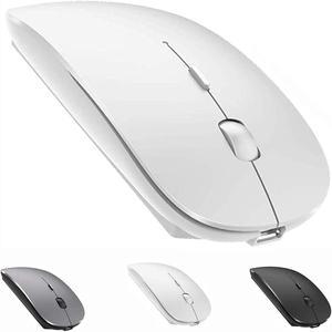 KEHIPI Rechargeable Wireless Mouse for MacBook Pro/ Air,Bluetooth Mouse for Laptop/PC/Mac/iPad pro/Computer White