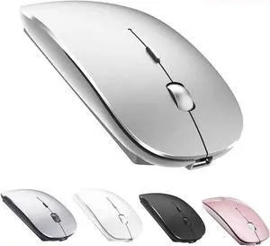 KEHIPI Rechargeable Wireless Mouse for MacBook Pro/ Air,Bluetooth Mouse for Laptop/PC/Mac/iPad pro/Computer Silver