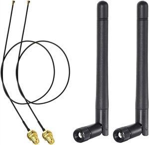 KEHIPI M.2 WiFi Antenna 2.4GHz 5GHz 5.8GHz 3dBi MIMO RP-SMA Male (2-Pack) + 2 x 12 inch Ngff Ipex4 to Rp-SMA Cable for M.2 NGFF Intel Wireless Network Card WiFi Adapter Laptop