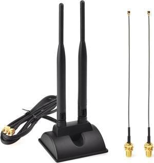 KEHIPI 2.4GHz 5GHz Dual Band WiFi Antenna RP-SMA Male Antenna + IPEX U.FL to RP-SMA Female Cable 6 inch (2-Pack) for Mini PCIe Network Card USB WiFi Adapter Wireless Router Hotspot