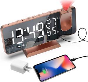 Alarm Clock Digital LED Light Display Portable Battery Large Mirror USB  Snooze