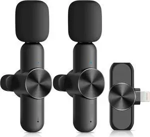 KEHIPI Dual Wireless Microphone for iPhone iPad, Professional Wireless Lavalier Microphone for Video Recording, Clip On Lapel Mic for YouTube/Interview/Vlog/Presentation/Facebook Live