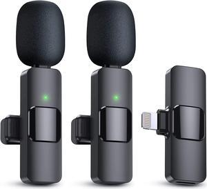 KEHIPI 2 Pack Wireless Lavalier Microphones for iPhone, iPad - Crystal Clear Sound Quality for Recording, Live Streaming, YouTube, Facebook, TikTok
