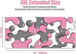 KEHIPI Keyboards DRIP Edition XXL Black & White Gaming Mouse Pad - Professional Artisan Mouse Pad - Black & White Gaming Desk Mat - 36" x 16" Thick Extended XXL Gaming Mouse Pad (Pink)