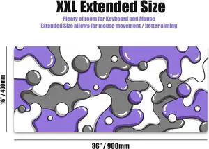 KEHIPI Keyboards DRIP Edition XXL Black & White Gaming Mouse Pad - Professional Artisan Mouse Pad - Black & White Gaming Desk Mat - 36" x 16" Thick Extended XXL Gaming Mouse Pad (Purple)