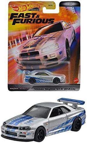 Hot Wheels Retro Entertainment Fast & Furious Case L Nissan Skyline (BNR34), Mitsubishi Eclipse, Nissan 240SX, Acura NSX, Nissan Skyline (BCNR33)