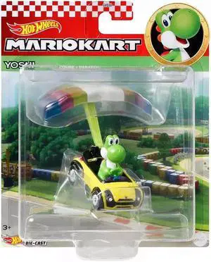 Hot Wheels Mario Kart Yoshi Sports Coupe with Parafoil