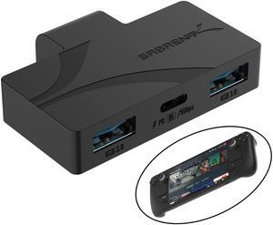 SABRENT USB Type-C 3-Port Gaming Hub for Steam Deck | 5Gbps USB 3.2, Dual USB-A Ports, 100W PD Charging, Compact Design (HB-STDK)