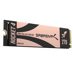SABRENT Rocket 4 2TB DRAM-LESS M.2 PCIe GEN 4 X4 NVMe SSD (SB-RKT4L-2TB)