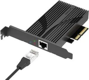 SABRENT 10 Gigabit Ethernet PCIe Network Adapter  PCIe 3.0 x4 Card, Aluminum Heatsink, Backward Compatible with 5GbE/2.5GbE/Gigabit/Fast Ethernet, Fits x4/x8/x16 Slots, Status LEDs (NT-10PE)