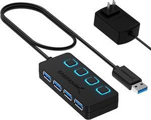 SABRENT 4-Port USB 3.0 Hub with Individual LED Lit Power Switches, Includes 5V/2.5A Power Adapter (HB-UMP3)