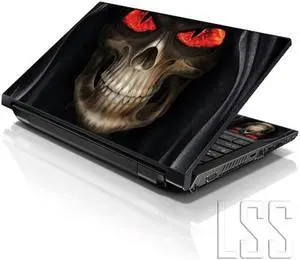 LSS 15 15.6 Inches Laptop Notebook Skin Sticker with 2 Wrist Pads - Reusable Cover Protector Vinyl Sticker Cover Decal Fits 13" - 16" - Hooded Skull Lord Pattern