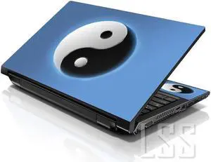 LSS 15 15.6 Inches Laptop Notebook Skin Sticker with 2 Wrist Pads - Reusable Cover Protector Vinyl Sticker Cover Decal Fits 13" - 16" - Colorful Ying Yang  Pattern