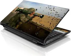 LSS 17 17.3 Inches Laptop Notebook Skin Sticker with 2 Wrist Pads - Reusable Cover Protector Vinyl Sticker Cover Decal Fits 17" - 19" - Bazooka Weapon Gun Pattern