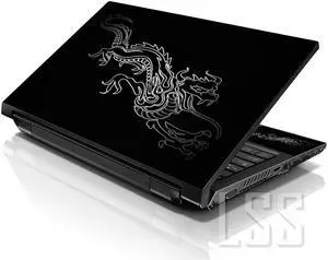 LSS 17 17.3 Inches Laptop Notebook Skin Sticker with 2 Wrist Pads - Reusable Cover Protector Vinyl Sticker Cover Decal Fits 17" - 19" - Chinese Dragon Pattern