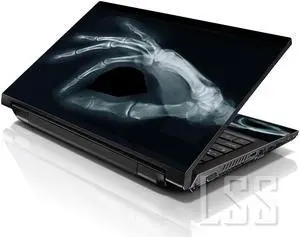 LSS 15 15.6 Inches Laptop Notebook Skin Sticker with 2 Wrist Pads - Reusable Cover Protector Vinyl Sticker Cover Decal Fits 13" - 16" - Skeloton Hand Scan Pattern
