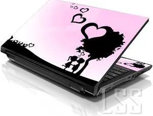 LSS 15 15.6 Inches Laptop Notebook Skin Sticker with 2 Wrist Pads - Reusable Cover Protector Vinyl Sticker Cover Decal Fits 13" - 16" - Love Night Heart Pattern