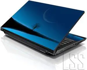 LSS 15 15.6 Inches Laptop Notebook Skin Sticker with 2 Wrist Pads - Reusable Cover Protector Vinyl Sticker Cover Decal Fits 13" - 16" - Blue Moon Scenery Pattern