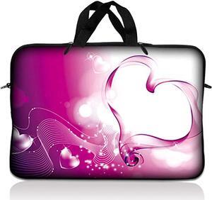 LSS 17 inch Laptop Sleeve Bag Carrying Case Pouch with Handle for 17.4" 17.3" 17" 16" Apple Macbook, GW, Acer, Asus, Dell, Hp, Sony, Toshiba, Pink Heart