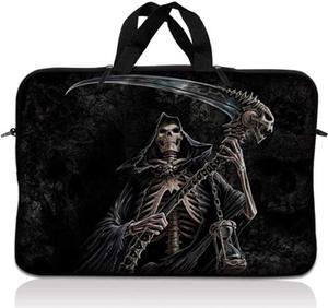 LSS 17 inch Laptop Sleeve Bag Carrying Case Pouch with Handle for 17.4" 17.3" 17" 16" Apple Macbook, GW, Acer, Asus, Dell, Hp, Sony, Toshiba, Reaper Skull