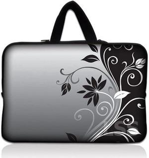 LSS 17 inch Laptop Sleeve Bag Carrying Case Pouch with Handle for 17.4" 17.3" 17" 16" Apple Macbook, GW, Acer, Asus, Dell, Hp, Sony, Toshiba, Gray Black Swirl Floral