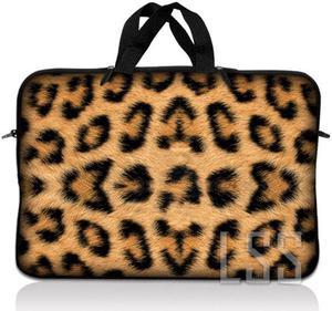 LSS 17 inch Laptop Sleeve Bag Carrying Case Pouch with Handle for 17.4" 17.3" 17" 16" Apple Macbook, GW, Acer, Asus, Dell, Hp, Sony, Toshiba,  Leopard Print