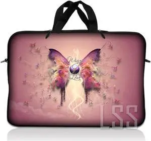 LSS 10.2 inch Laptop Sleeve Bag Carrying Case Pouch with Handle for 8" 8.9" 9" 10" 10.2" Apple Macbook, GW, Acer, Asus, Dell, Hp, Sony, Toshiba, Pink Butterfly Floral