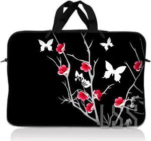 LSS 10.2 inch Laptop Sleeve Bag Carrying Case Pouch with Handle for 8" 8.9" 9" 10" 10.2" Apple Macbook, GW, Acer, Asus, Dell, Hp, Sony, Toshiba, Pink Gray Floral