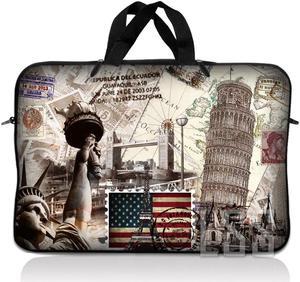 LSS 17 inch Laptop Sleeve Bag Carrying Case Pouch with Handle for 17.4" 17.3" 17" 16" Apple Macbook, GW, Acer, Asus, Dell, Hp, Sony, Toshiba, World Landmarks