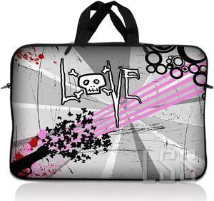 LSS 17 inch Laptop Sleeve Bag Carrying Case Pouch with Handle for 17.4" 17.3" 17" 16" Apple Macbook, GW, Acer, Asus, Dell, Hp, Sony, Love Skull Floral