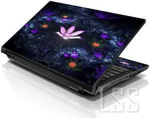 LSS 17 17.3 Inches Laptop Notebook Skin Sticker with 2 Wrist Pads - Reusable Cover Protector Vinyl Sticker Cover Decal Fits 17" - 19" - Lotus Pond Flowers Pattern