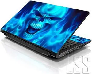 LSS 15 15.6 Inches Laptop Notebook Skin Sticker with 2 Wrist Pads - Reusable Cover Protector Vinyl Sticker Cover Decal Fits 13" - 16" - Blue Monster Pattern