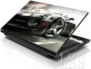 LSS 15 15.6 Inches Laptop Notebook Skin Sticker with 2 Wrist Pads - Reusable Cover Protector Vinyl Sticker Cover Decal Fits 13" - 16" - Cool Car in The City Pattern