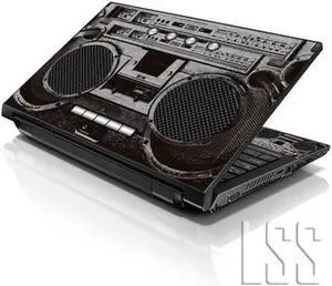 LSS 17 17.3 Inches Laptop Notebook Skin Sticker with 2 Wrist Pads - Reusable Cover Protector Vinyl Sticker Cover Decal Fits 17" - 19" - Cassette Player Design Pattern
