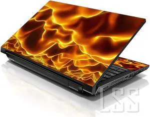 LSS 15 15.6 Inches Laptop Notebook Skin Sticker with 2 Wrist Pads - Reusable Cover Protector Vinyl Sticker Cover Decal Fits 13" - 16" - Flames Pattern