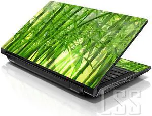 LSS 15 15.6 Inches Laptop Notebook Skin Sticker with 2 Wrist Pads - Reusable Cover Protector Vinyl Sticker Cover Decal Fits 13" - 16" - Bamboo in Forest Pattern
