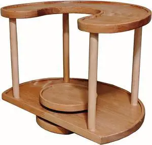 Two Tier Organizer Wood Lazy Susan for Countertop Spinner Turntable Tea Organizer for Cabinet Soda Rack Organizer Turn Tables for Organization Spice Storage Organizer House Organization Sunset