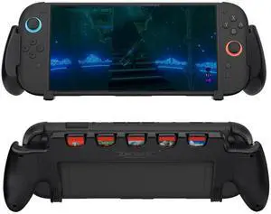 Abourt Console Grip with 5 Game Slots Compatible with Nintendo Switch 2 (2025), Ergonomic Grip Hard Shell for Users Who Prefer Handheld Mode, Black