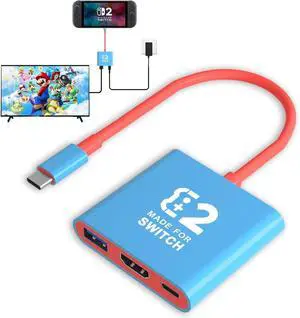 Abourt Switch 2 Dock, Replacement for Nintendo Switch 2 Dock Support 4K/60HZ TV Mode Compatible Nintendo 2, Travel Adapter with HDMI2.0 PD100W USB3.0 Port