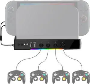 Abourt Cooling Fan Dock Station Compatible with Nintendo Switch 2, Adapter Compatible with Gamecube Controller, Dual-Fan Cooling System with 2 USB Ports for Charging Data